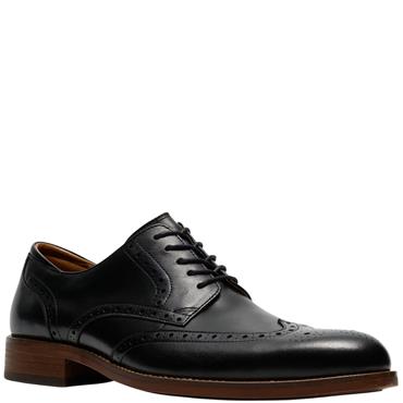 CLARKS  MENS  SHOE - BLACK LEATHER